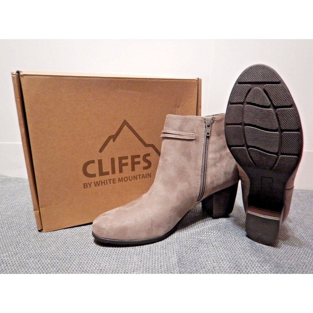 Cliffs White Mountain Angelo Ankle Boots Womens 9.5 Taupe Block Heel Booties